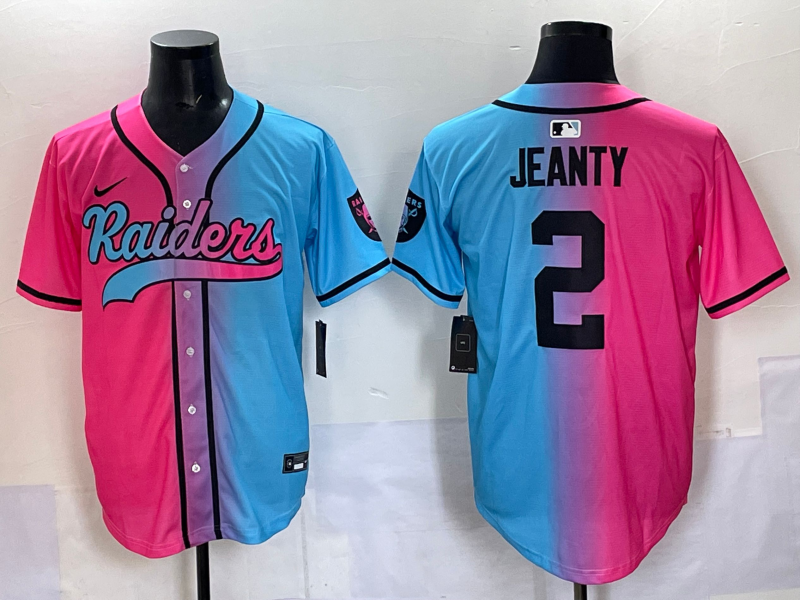 Men's Las Vegas Raiders Ashton Jeanty #2 Pink/Blue Jersey